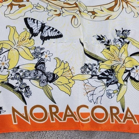 NoraCora orange and ivory silk scarf - Picture 2 of 9